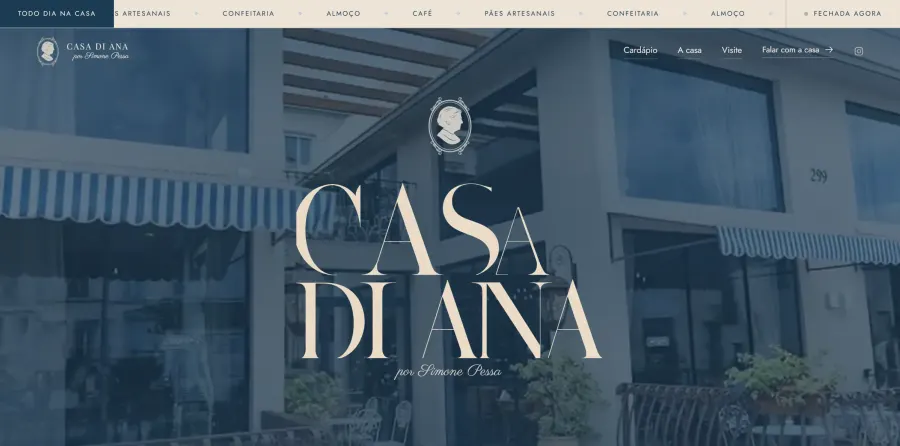 Site da Casa di Ana, café e confeitaria em Presidente Prudente, com cardápio completo