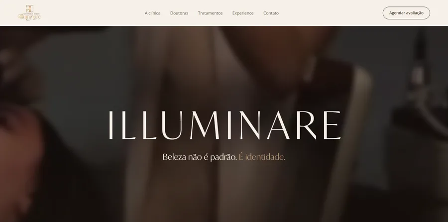 Site da Illuminare, clínica de estética em Maringá, em editorial nude e rosé