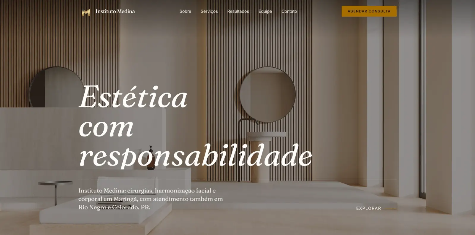 Site do Instituto Medina, clínica de estética em Maringá, com consulta em poucos cliques