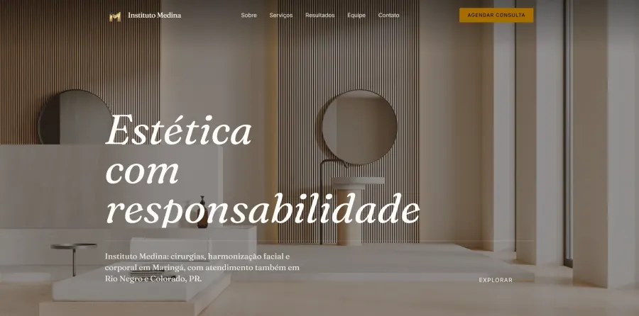 Site do Instituto Medina, clínica de estética em Maringá, com consulta em poucos cliques