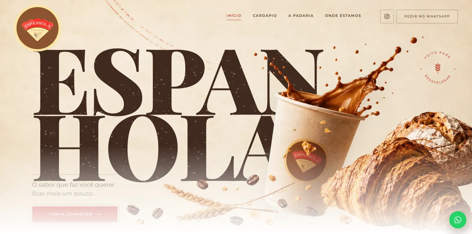Site da Padaria Espanhola, padaria com duas unidades, com catálogo e encomendas